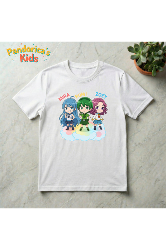 Pandorica's Kpop İblis Avcıları (Demon Hunters) Tasarımı Pamuklu Unisex Çocuk T-shirt