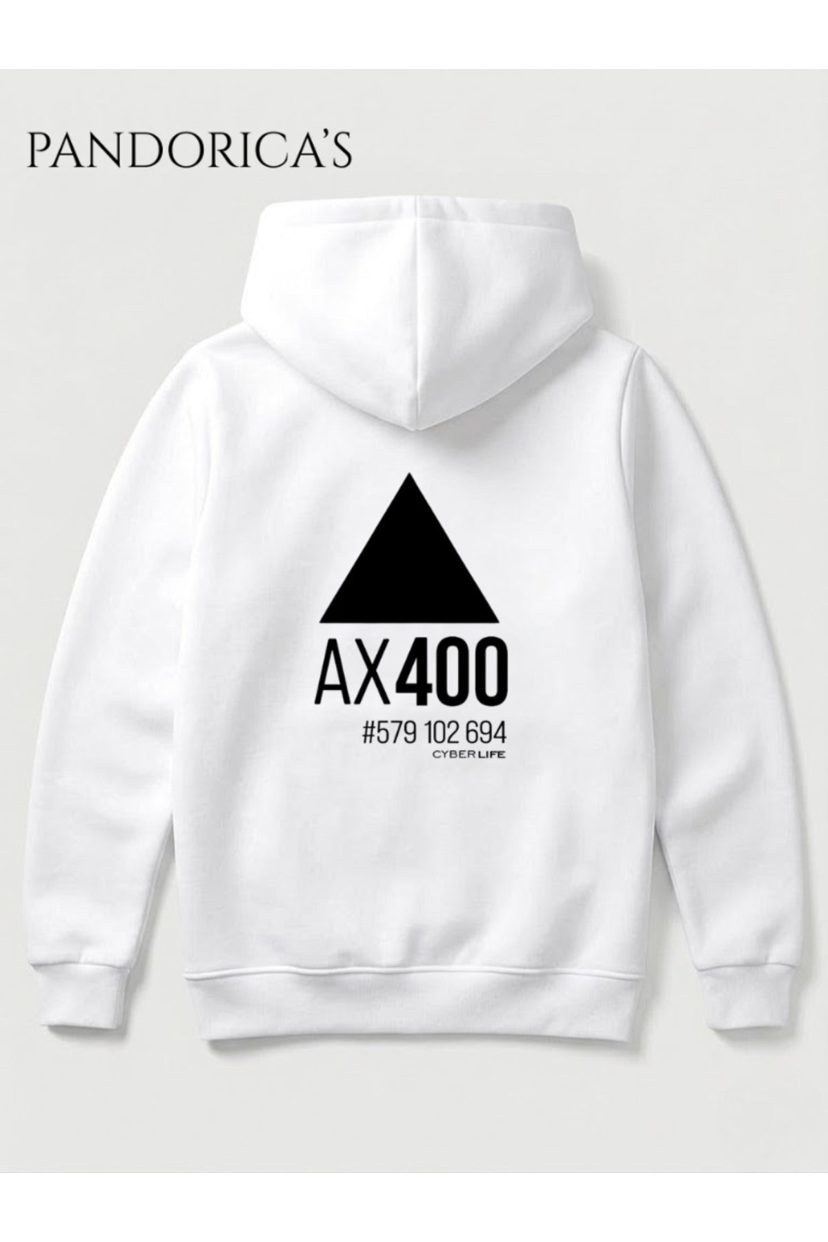 Detroit:become Human Özel Tasarımı "Kara Ax400" Yazılı Ön Ve Sırt Baskılı Unisex Kapüşonlu Pamuklu Sweatshirt Hoodie