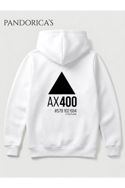DETROIT:BECOME HUMAN Özel Tasarımı "KARA AX400" Yazılı ÖN VE SIRT Baskılı Unisex Kapüşonlu Pamuklu Sweatshirt Hoodie
