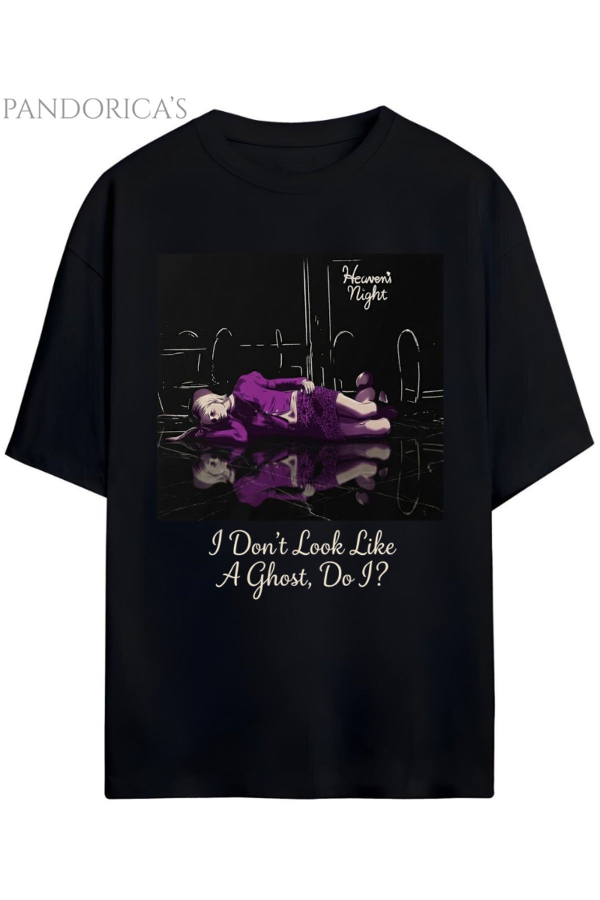 Siyah Pandorica's Silent Hill Tasarımı Baskılı Yazılı Unisex Pamuklu T-Shirt - 25