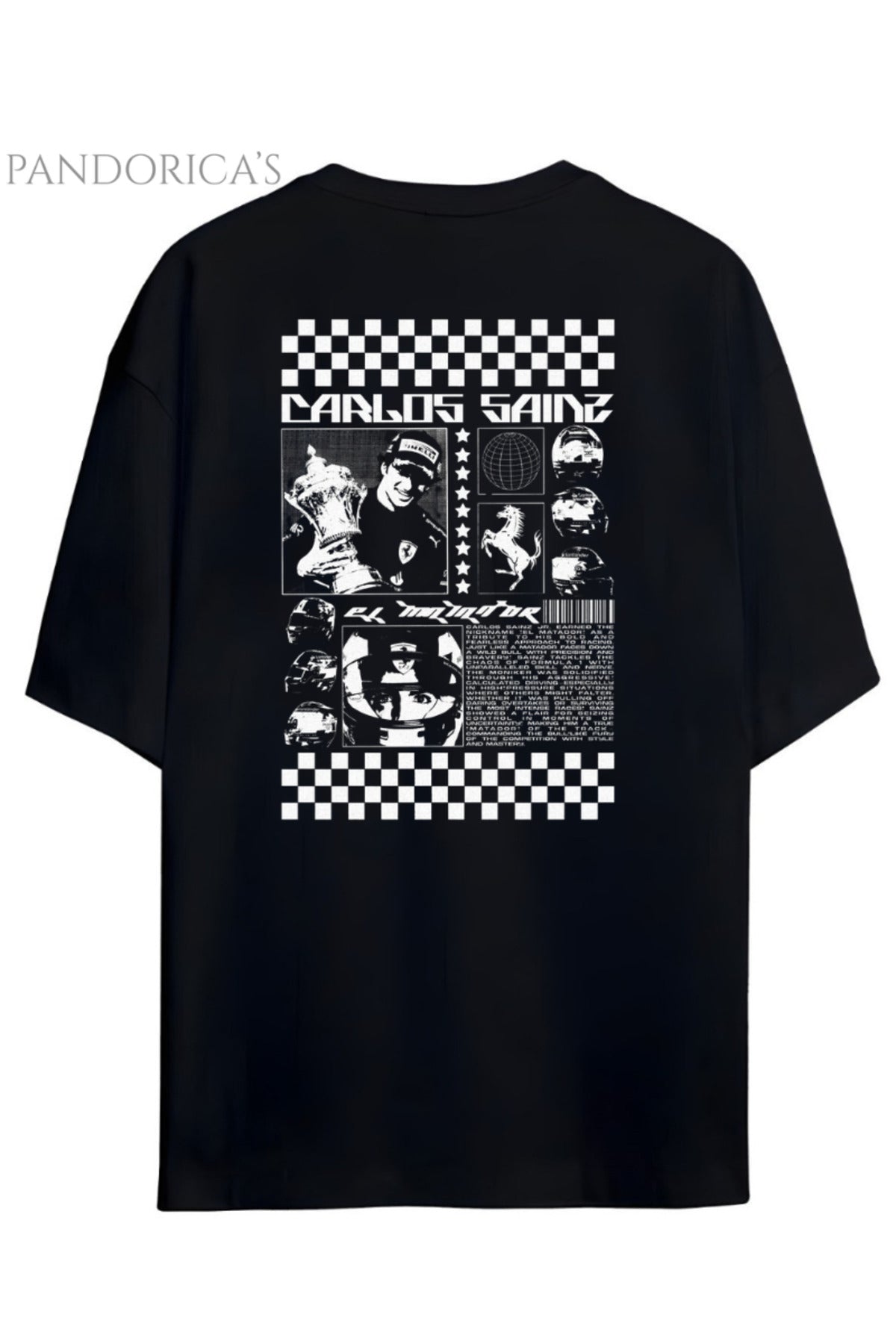Pandorica's Carlos Sainz Smooth Operator Tasarımı Sırt Ve Göğüs Baskılı Unisex Pamuklu T-Shirt