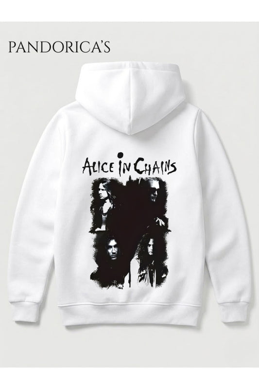 ALICE IN CHAINS TASARIMI YAZILI SIRT BASKILI UNISEX KAPÜŞONLU PAMUKLU SWEATSHIRT HOODIE