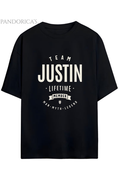 JUSTIN BIEBER "TEAM JUSTIN" YAZILI BASKILI PAMUKLU UNISEX TİŞÖRT