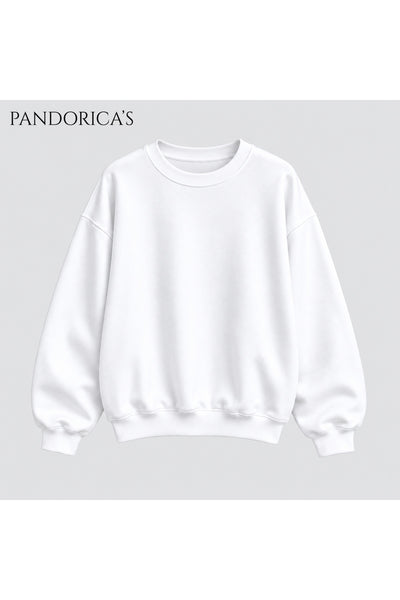 Unisex Düz Baskısız Bisiklet Yaka 3 İplik Şardonlu Pamuklu Relaxed Sweatshirt Kışlık