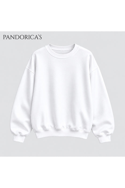Unisex Düz Baskısız Bisiklet Yaka 3 İplik Şardonlu Pamuklu Relaxed Sweatshirt Kışlık