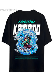 Pandorica's Demon Slayer Tasarimi Sırt Baskılı Yazılı Unisex Pamuklu T-shirt