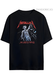 Pandorica's Metallica Tasarımı Baskılı Unisex Oversize Pamuklu T-shirt