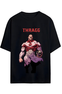 INVINCIBLE THRAGG YAZILI BASKILI PAMUKLU RELAXED KALIP UNISEX TİŞÖRT