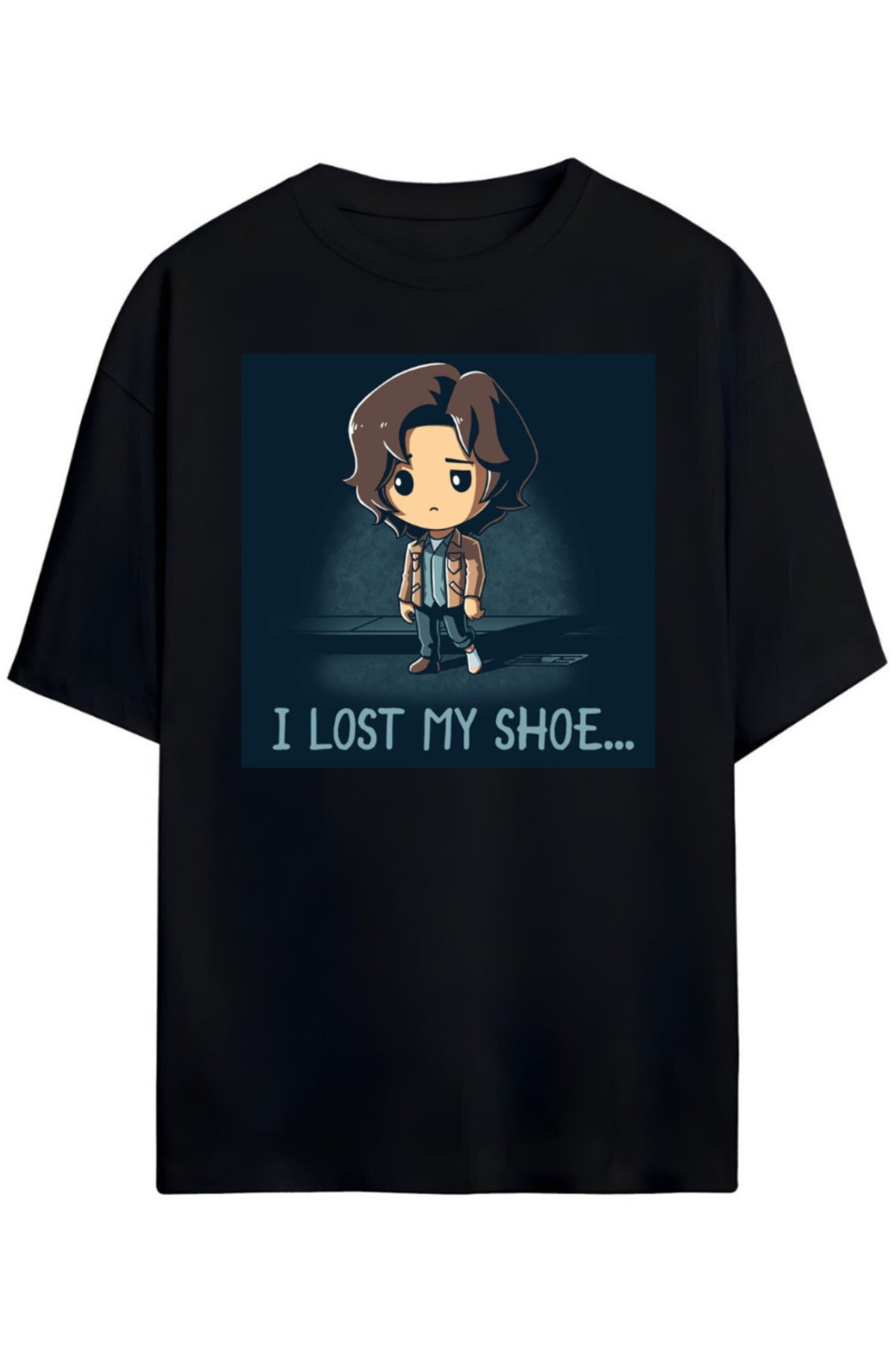 Siyah Supernatural Tasarımı Unisex Pamuklu T-Shirt - 37