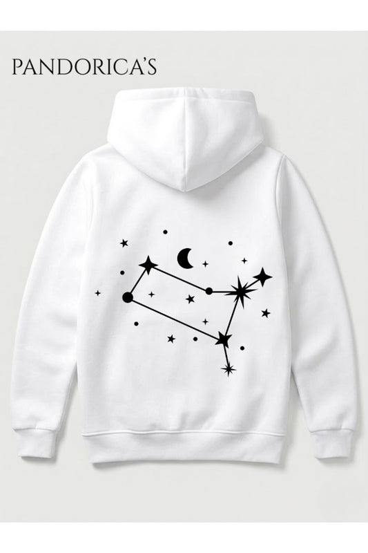 İkizler Burcu Zodiac Takımyıldız Sırt Ve Göğüs Baskılı Kapüşonlu Pamuklu Sweatshirt – Gemini (Hoodie)
