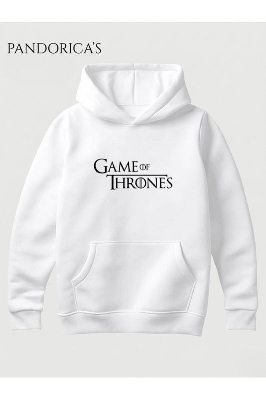 Game Of Thrones Tasarımı Arya Stark "I'M NOT A LADY, I'M A WOLF" Yazılı Sırt ve Ön Baskılı Unisex Kapüşonlu Pamuklu Sweatshir