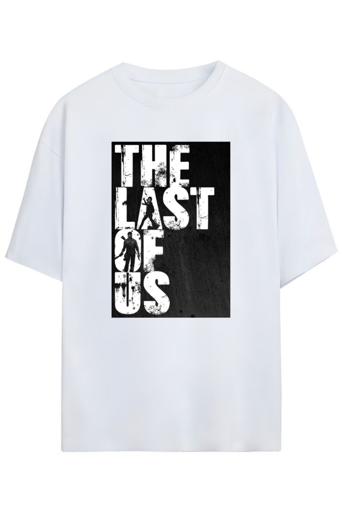 Beyaz The Last Of Us Tasarımı Unisex Pamuklu T-Shirt - 5