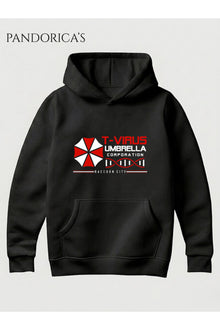 Resident Evil "UMBRELLA CORPORATION T-VIRUS" Tasarımı Yazılı Baskılı Unisex Kapüşonlu Pamuklu Gamer Sweatshirt Hoodie