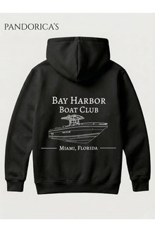 DEXTER Özel "BAY HARBOR BOAT CLUB MIAMI FLORIDA" Tasarımı Yazılı SIRT Baskılı Unisex Kapüşonlu Pamuklu Sweatshirt Hoodie
