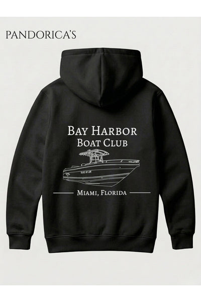 DEXTER Özel "BAY HARBOR BOAT CLUB MIAMI FLORIDA" Tasarımı Yazılı SIRT Baskılı Unisex Kapüşonlu Pamuklu Sweatshirt Hoodie