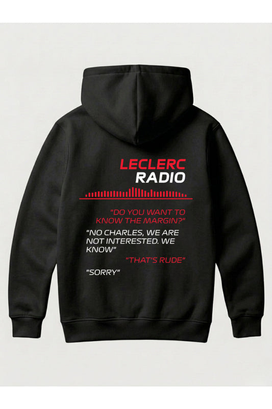 CHARLES LECLERC İkonik Diyalog Tasarımı Yazılı SIRT VE GÖĞÜS BASKILI Unisex Kapüşonlu Pamuklu Sweatshirt (Hoodie)