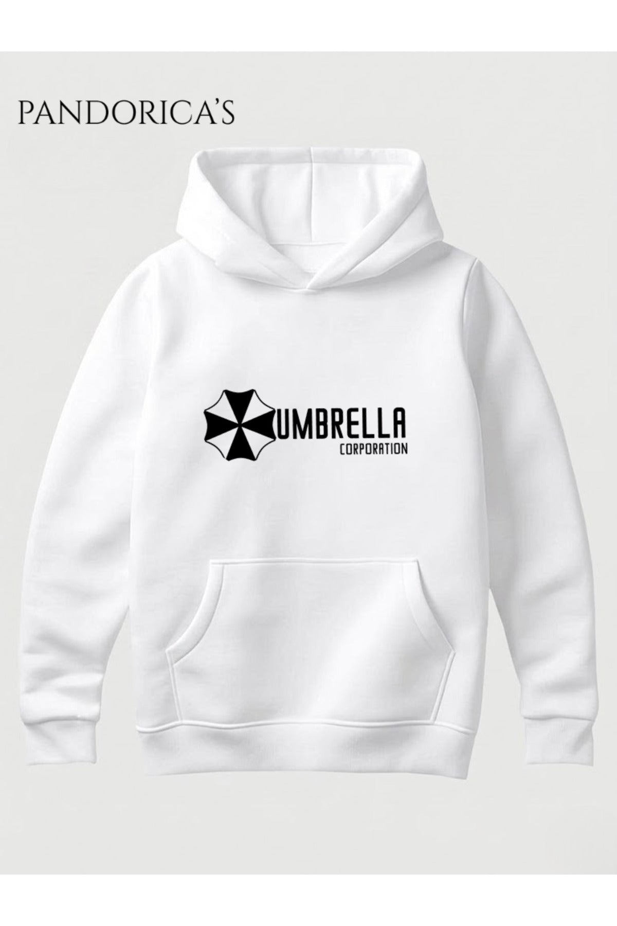 Resident Evil "Umbrella Corp." Tasarımı Yazılı Baskılı Unisex Kapüşonlu Pamuklu Gamer Sweatshirt Hoodie