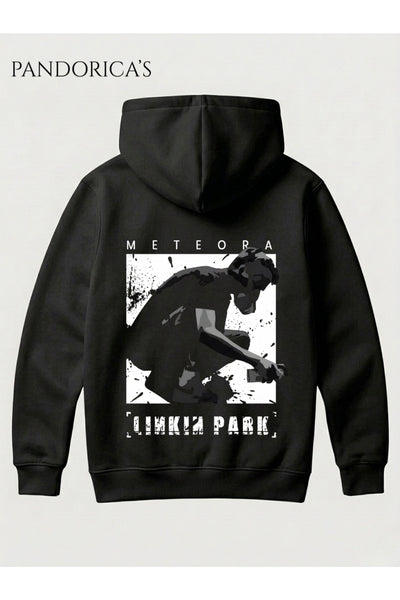 Linkin Park "METEORA" Tasarımı Yazılı SIRT VE GÖĞÜS Baskılı Unisex Kapüşonlu Pamuklu Sweatshirt Hoodie