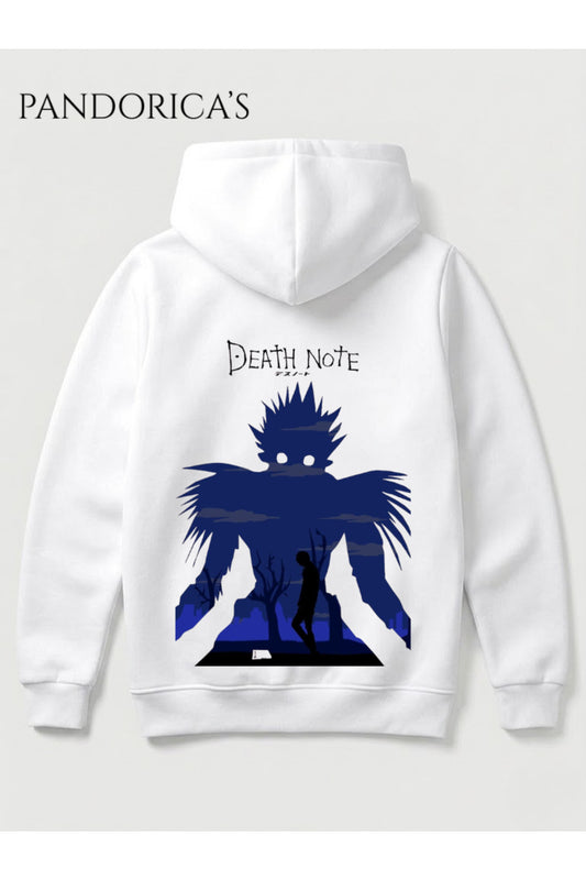 DEATH NOTE ANİME TASARIMI RYUK VE KİRA YAZILI SIRT BASKILI UNISEX KAPÜŞONLU PAMUKLU SWEATSHIRT HOODIE