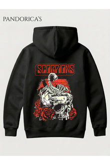 SCORPIONS Tasarımı Yazılı SIRT Baskılı Unisex Kapüşonlu Pamuklu Kanguru Cepli Sweatshirt Hoodie