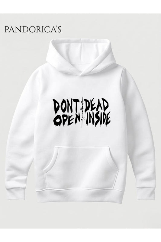 THE WALKING DEAD Tasarımı Yazılı Baskılı %100 Pamuk 3 İplik Kışlık Kapüşonlu Kanguru Cepli Basic Sweatshirt (Hoodie)