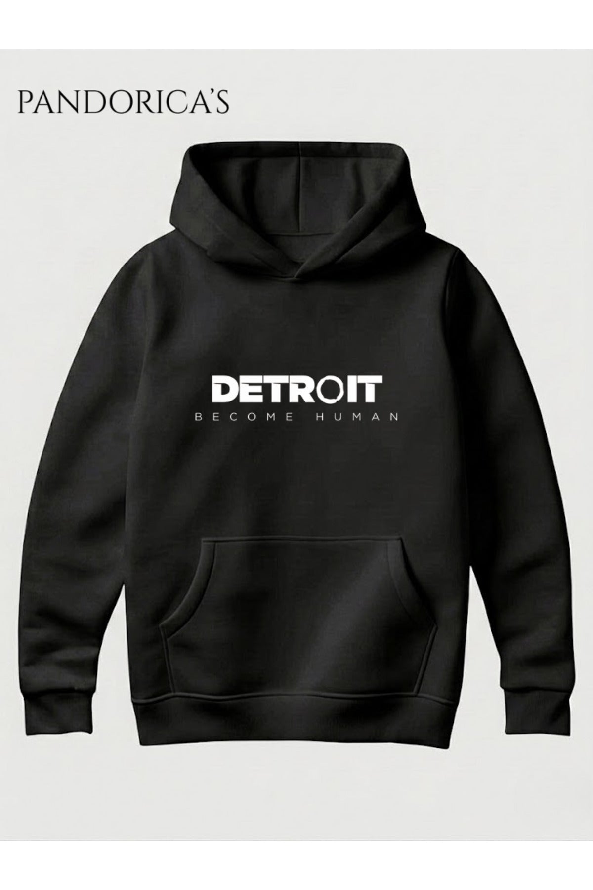 Siyah Detroit: Become Human Tasarımı Yazılı Baskılı Unisex Kapüşonlu Pamuklu Sweatshirt Hoodie - 24