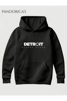DETROIT: BECOME HUMAN Tasarımı Yazılı Baskılı Unisex Kapüşonlu Pamuklu Sweatshirt Hoodie