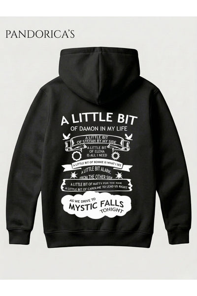 The Vampire Diaries Tasarımı Yazılı Sırt Baskılı Pamuklu Kapüşonlu Unisex Sweatshirt Hooded Hoodie