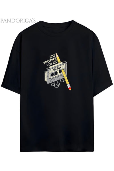 Pandorica's 90lar "JUST ANOTHER 90'S KID" Yazılı Baskılı Retro Tasarım Serisi Unisex Pamuklu Tişört