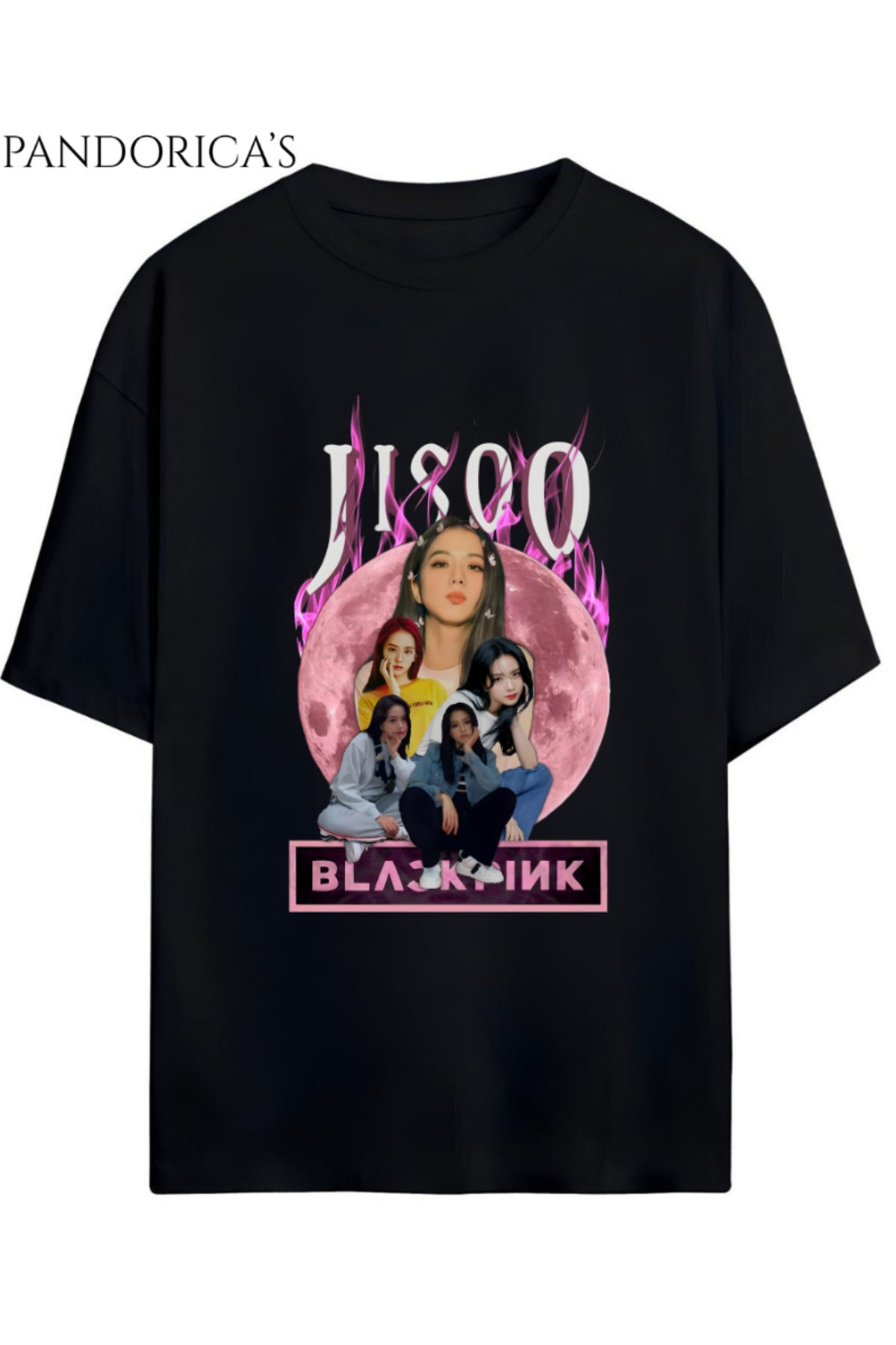 BLACKPINK Tasarım Serisi "Jisoo" Yazılı Baskılı Unisex Relaxed Kalıp Tişört