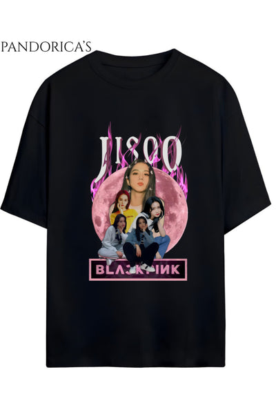 BLACKPINK Tasarım Serisi "JISOO" Yazılı Baskılı Unisex Relaxed Kalıp Tişört
