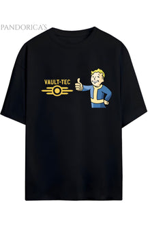 FALLOUT VAULT-TECH TASARIMI BASKILI YAZILI RELAXED KALIP PAMUKLU UNISEX TİŞÖRT