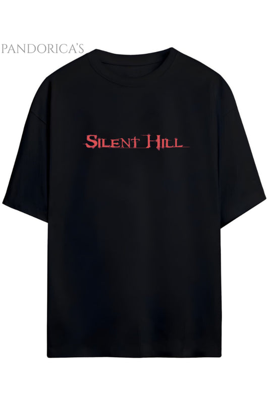 Pandorica's SILENT HILL Tasarımı Sırt ve Ön Baskılı Unisex Pamuklu T-shirt