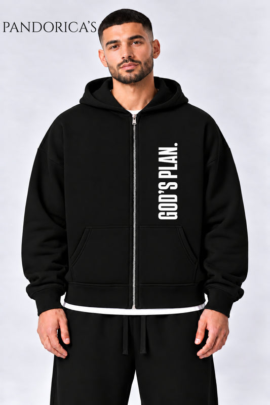 Urban Streetwear Konseptli -Statement Koleksiyonu- Dikey Yazılı Baskılı Unisex Oversize Kapüşonlu Pamuklu Fermuarlı Hırka