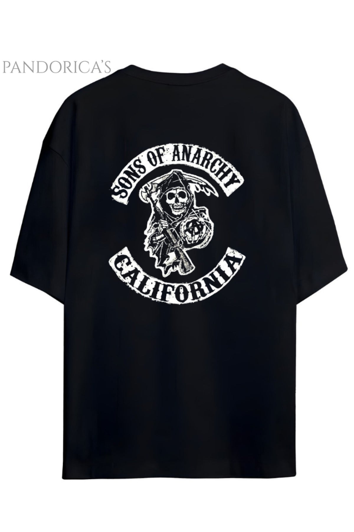 Sons Of Anarchy Jackson Teller Sırt Baskılı Pamuklu Relaxed Kalıp Siyah Unisex Tişört - 13