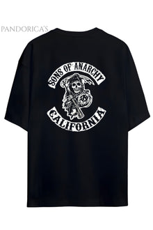 Sons Of Anarchy Jackson Teller Sırt Baskılı Pamuklu Relaxed Kalıp Siyah Unisex Tişört