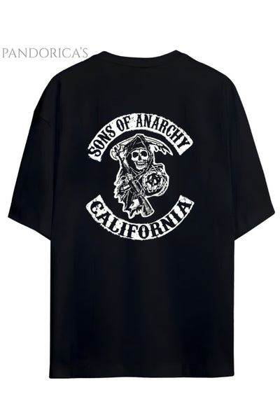 Sons Of Anarchy Jackson Teller Sırt Baskılı Pamuklu Relaxed Kalıp Siyah Unisex Tişört