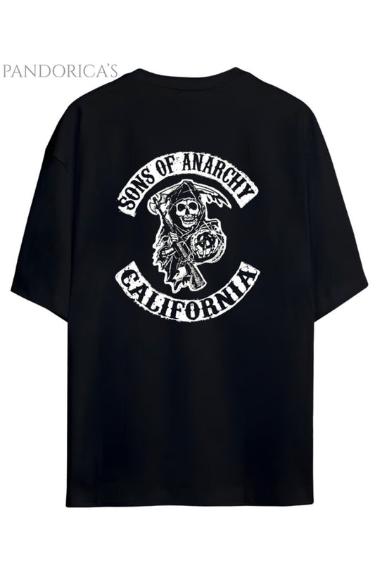 Sons Of Anarchy Jackson Teller Sırt Baskılı Pamuklu Relaxed Kalıp Siyah Unisex Tişört