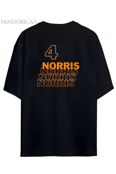 Pandorica's Lando Norris Tasarimi Sırt ve Göğüs Baskılı Unisex Pamuklu T-shirt