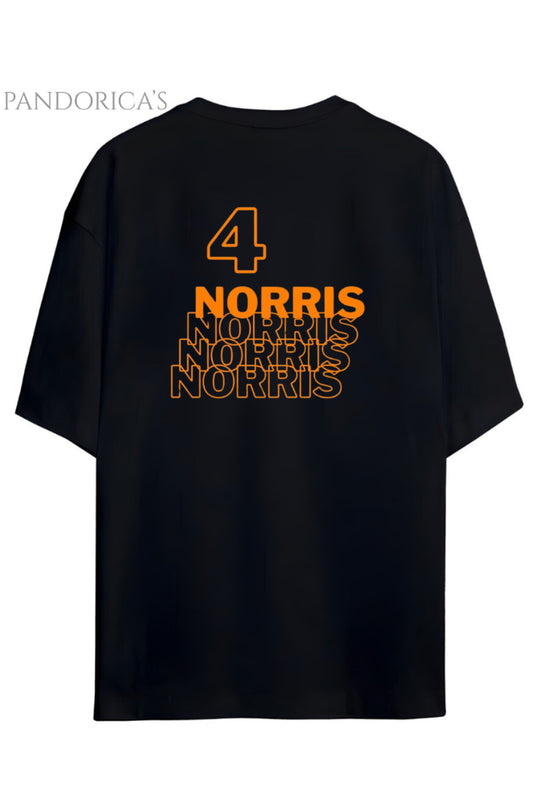 Pandorica's Lando Norris Tasarimi Sırt ve Göğüs Baskılı Unisex Pamuklu T-shirt