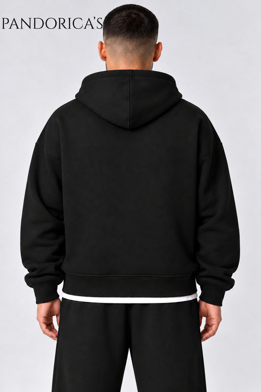 Urban Streetwear Konseptli -Statement Koleksiyonu- Dikey Yazılı Baskılı Unisex Oversize Kapüşonlu Pamuklu Fermuarlı Hırka
