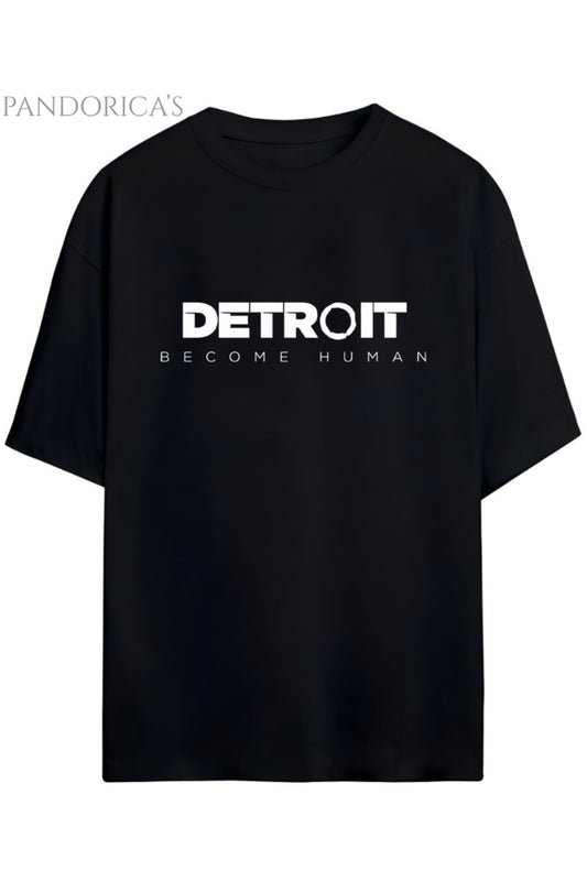 Detroit:Become Human Tasarım Serisi Yazılı Baskılı Pamuklu Unisex Tişört