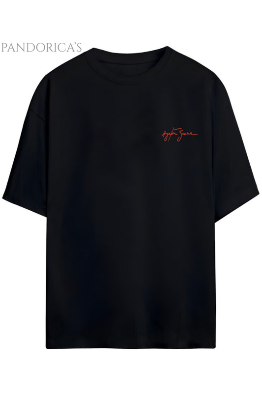 Pandorica's Ayrton Senna Tasarımı Sırt ve Göğüste İmza Baskılı Unisex Pamuklu T-shirt