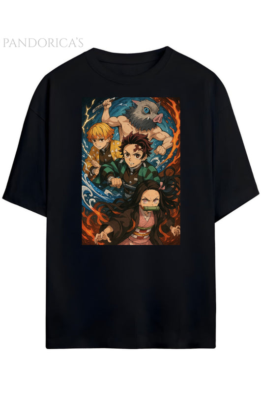 Pandorica's Demon Slayer Tasarimi Unisex Pamuklu T-shirt