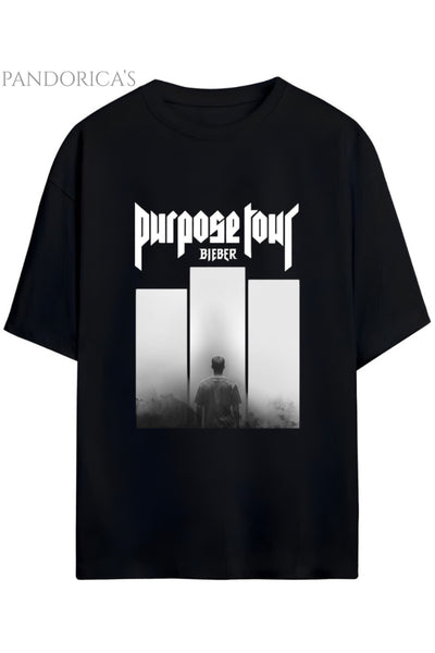 JUSTIN BIEBER PURPOSE TOUR YAZILI BASKILI BEYAZ PAMUKLU UNISEX TİŞÖRT