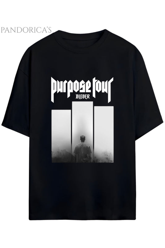 JUSTIN BIEBER PURPOSE TOUR YAZILI BASKILI BEYAZ PAMUKLU UNISEX TİŞÖRT