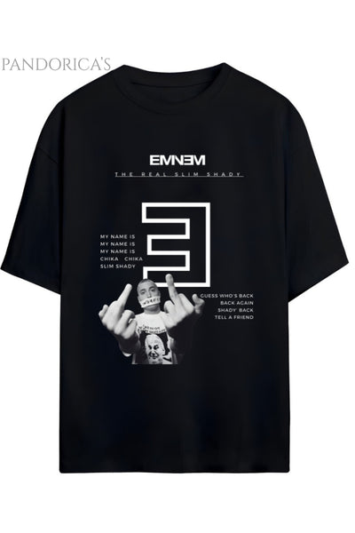 EMINEM SLIM SHADY BASKILI YAZILI PAMUKLU UNISEX TİŞÖRT
