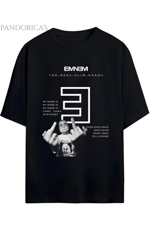 EMINEM SLIM SHADY BASKILI YAZILI PAMUKLU UNISEX TİŞÖRT