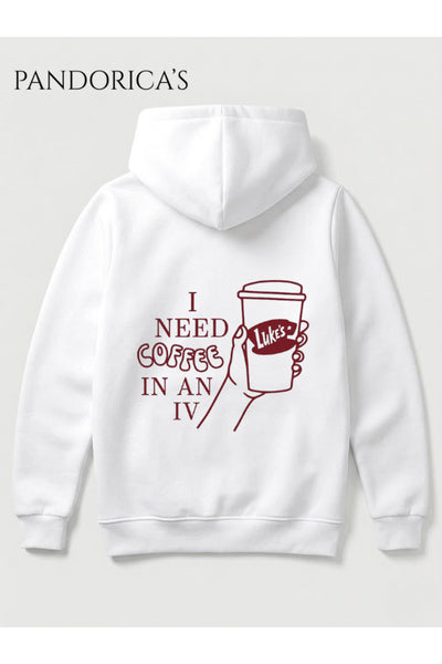 GILMORE GIRLS "I NEED COFFEE IN AN IV" Lorelai Gilmore Kahve Tasarımı Yazılı SIRT VE ÖN Baskılı Unisex Kapüşonlu Pamuklu Sweatshirt Hoodie