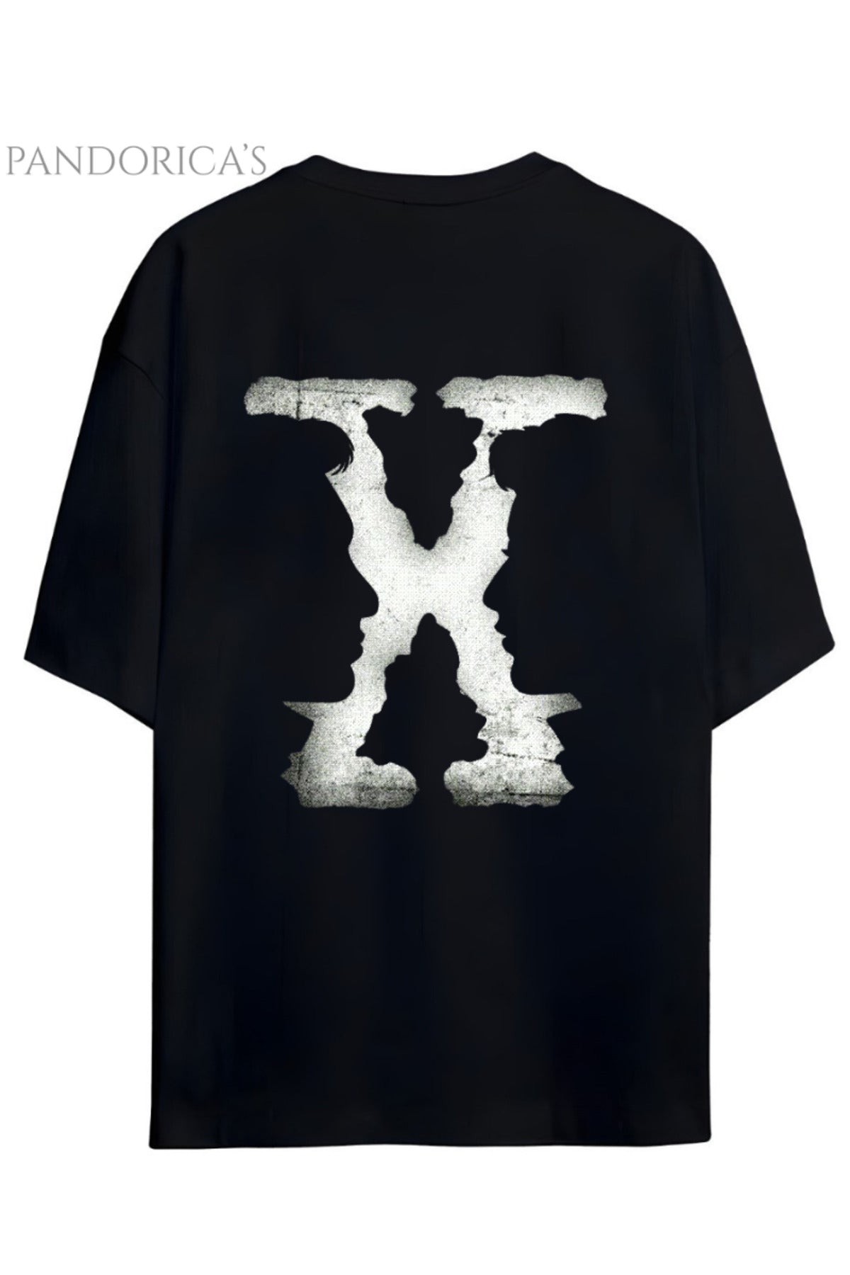 Siyah Pandorica's The X-Files Tasarımı Sırt Baskılı Yazılı Unisex Pamuklu T-Shirt - 19